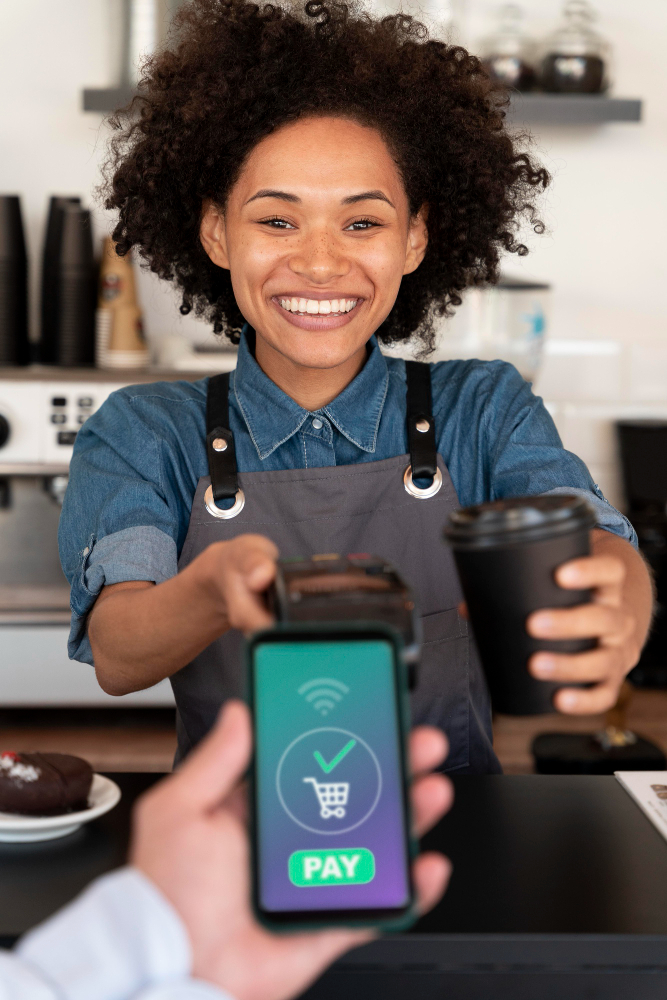 lady making payment kaji digital payment solution